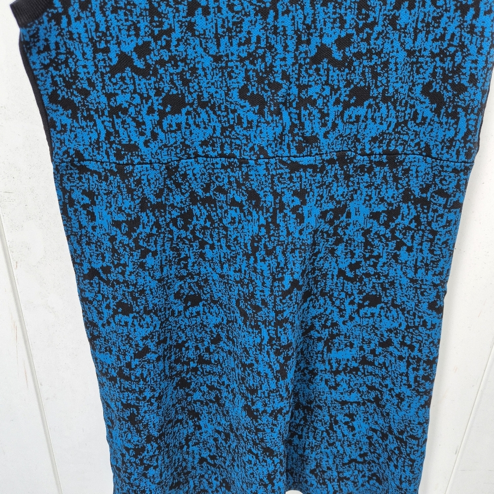 DKNYC Blue Black Abstract Crackle Knit Sleeveless Sheath Dress XL Round Neck - Picture 4 of 7